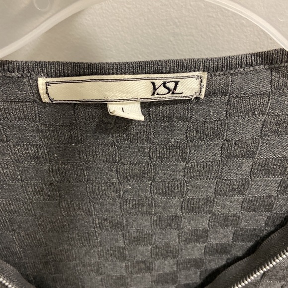 YVES ST LAURENT LONG SLEEVE WMNS SZ L ZIP UP V NECK STRETCHY SWEATER - Picture 4 of 5